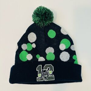 Stylish Black and Green Pom-Pom Beanie